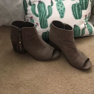 Gray peep toe wedges booties